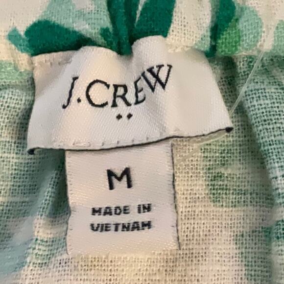 J. Crew Tropical Monstera Leaf Button Front Linen Tank Camisole NEW M Dopamine - Picture 8 of 9